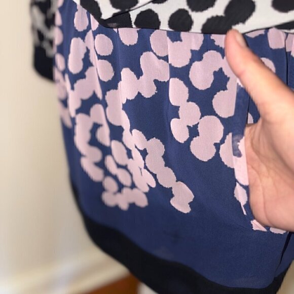 Diane Von Furstenberg DVF Mikino Pleated Neckline Smock Waist Dress - size 4 - Picture 3 of 15